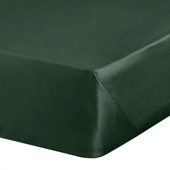 Prześcieradło bez gumki 160x210 cm z satyny bawełnianej kolor ciemnozielony 125 g/m2 DINA Diva Line