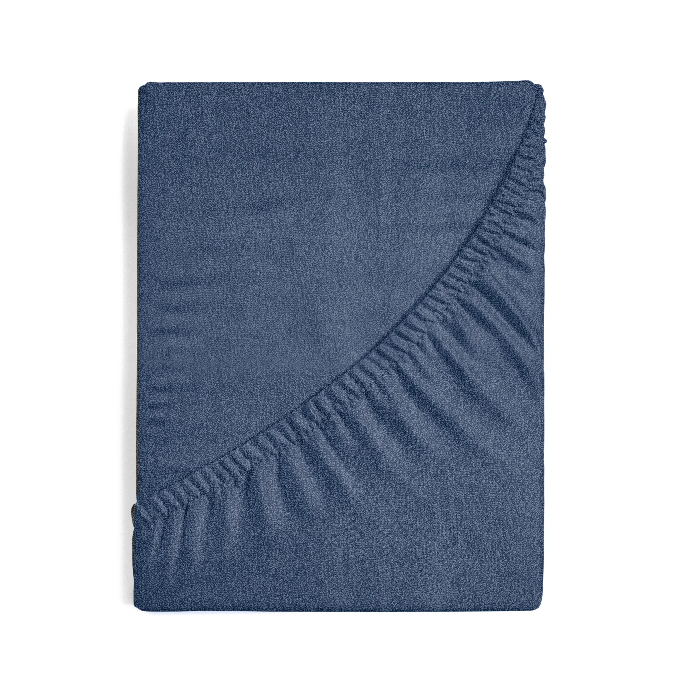 Prześcieradło frotte z gumką 140x200 cm z bawełny kolor granatowy 170 g/m2 Design 91