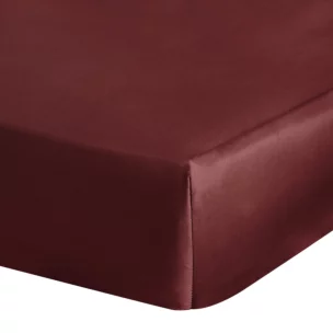 Prześcieradło gładkie z gumką 100x200 cm z satyny bawełnianej kolor burgundowy 125 g/m2 NOVA 3