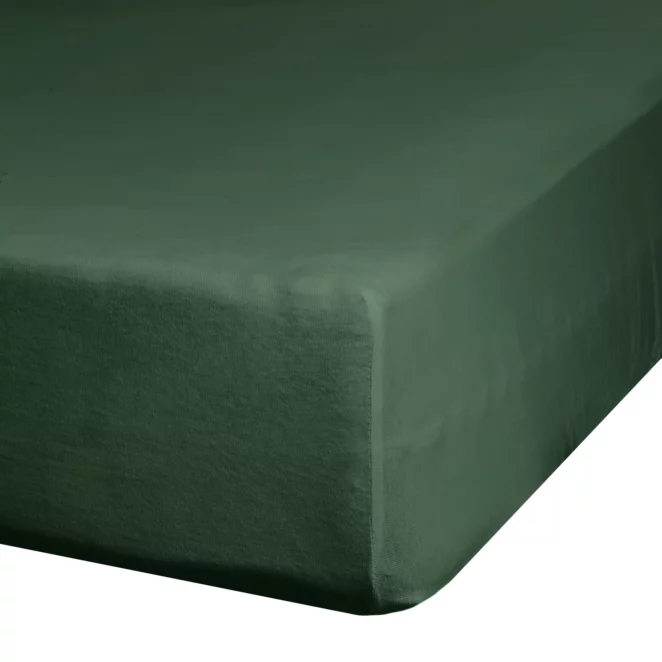 Prześcieradło gładkie z gumką 100x200 cm z satyny bawełnianej kolor ciemnozielone 125 g/m2 NOVA 3