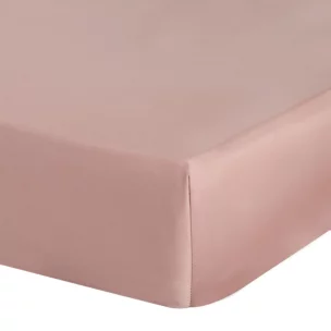 Prześcieradło gładkie z gumką 140x200 cm z satyny bawełnianej kolor różowy 125 g/m2 NOVA 3