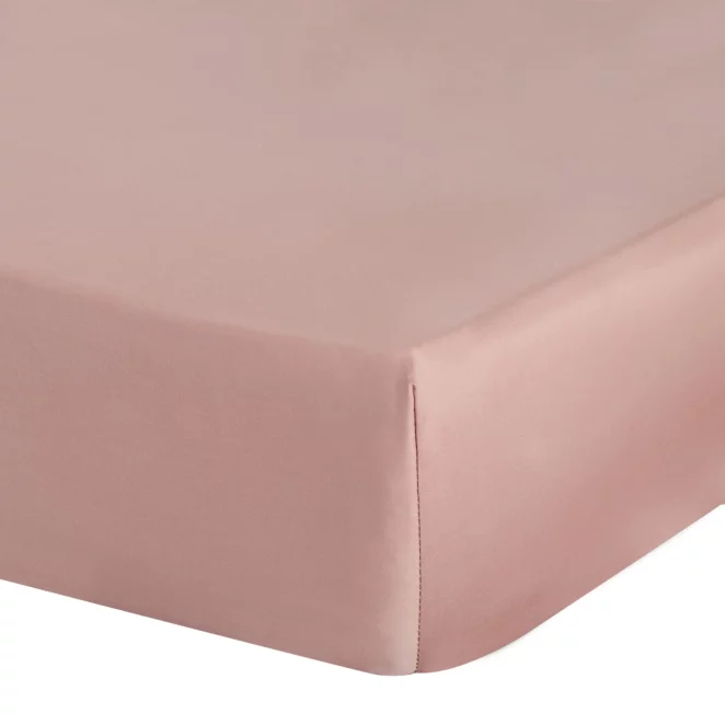 Prześcieradło gładkie z gumką 160x200 cm z satyny bawełnianej kolor różowy 125 g/m2 NOVA 3