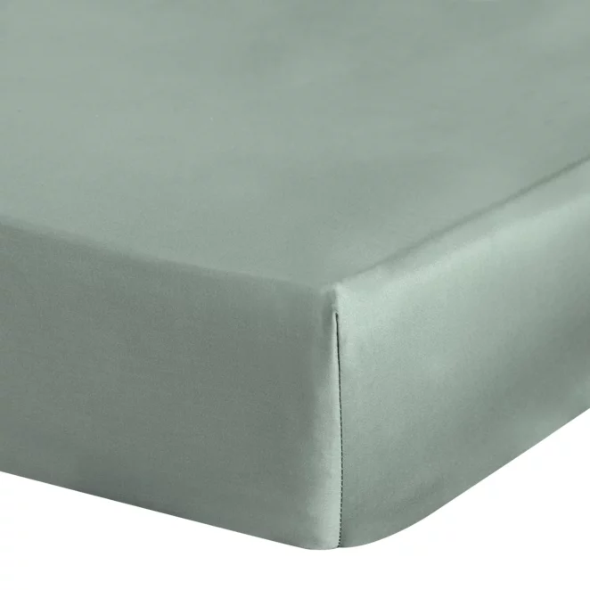 Prześcieradło gładkie z gumką 160x200 cm z satyny bawełnianej kolor szałwiowy 125 g/m2 NOVA 3