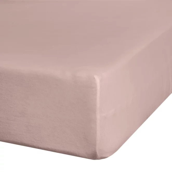 Prześcieradło jersey z gumką 120x200 cm z bawełny kolor pudrowy róż 140 g/m2