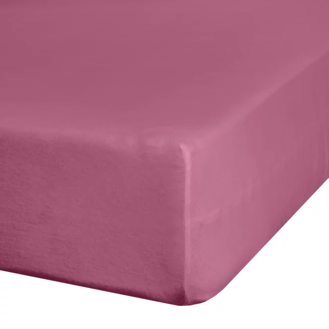 Prześcieradło jersey z gumką 120x200 cm z bawełny kolor różowy 140 g/m2 ADELA