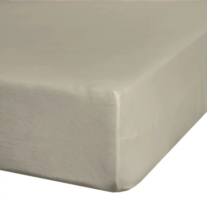 Prześcieradło jersey z gumką 140x200 cm z bawełny kolor beżowy 140 g/m2