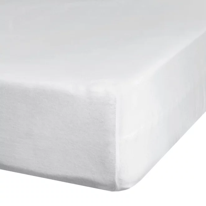Prześcieradło jersey z gumką 140x200 cm z bawełny kolor biały 140 g/m2