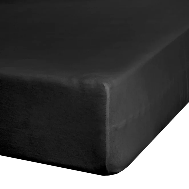 Prześcieradło jersey z gumką 140x200 cm z bawełny kolor czarny 140 g/m2