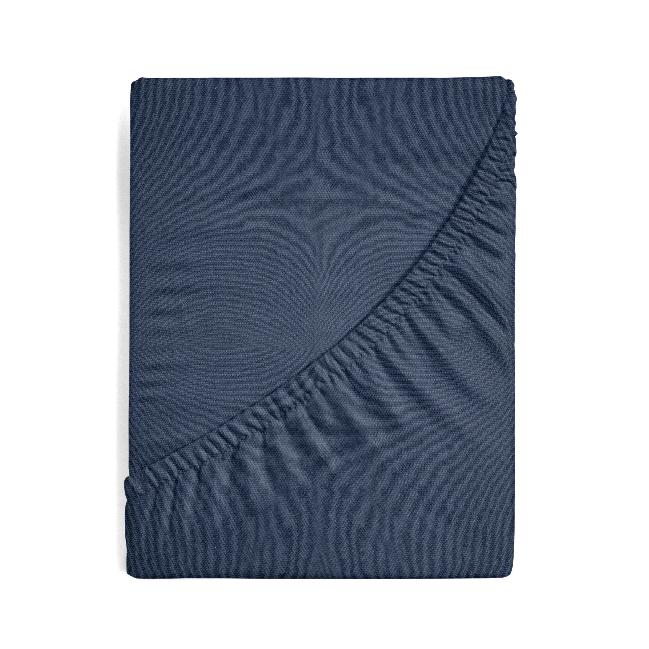Prześcieradło jersey z gumką 140x200 cm z bawełny kolor granatowy 140 g/m2