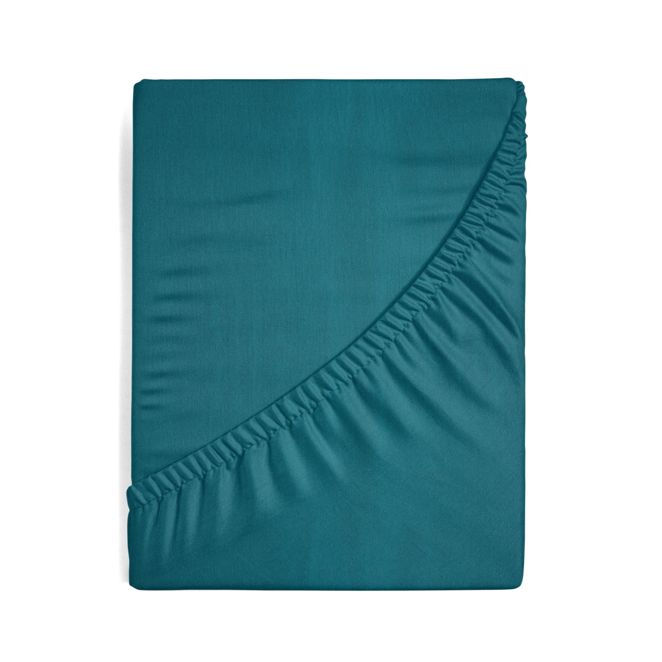 Prześcieradło jersey z gumką 160x200 cm z bawełny kolor turkusowy 140 g/m2