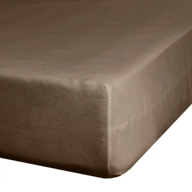 Prześcieradło jersey z gumką 220x200 cm z bawełny kolor brązowy 125 g/m2 Design 91