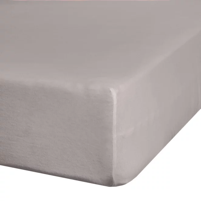 Prześcieradło jersey z gumką 220x200 cm z bawełny kolor jasnoszary 140 g/m2