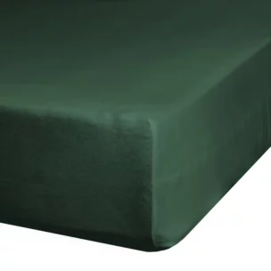 Prześcieradło jersey z gumką 240x220 cm z bawełny kolor butelkowa zieleń 125 g/m2 Design 91