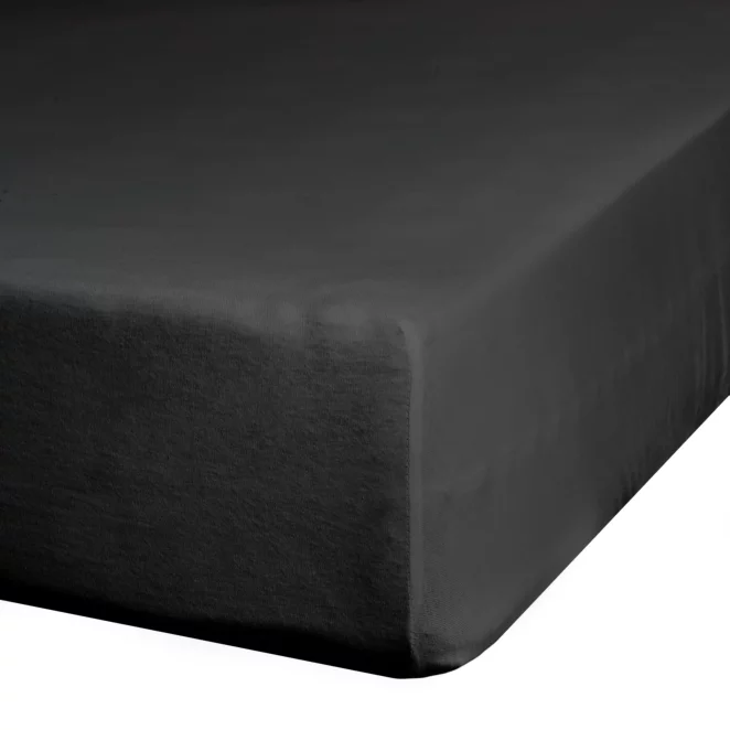 Prześcieradło jersey z gumką 240x220 cm z bawełny kolor czarny 125 g/m2 Design 91