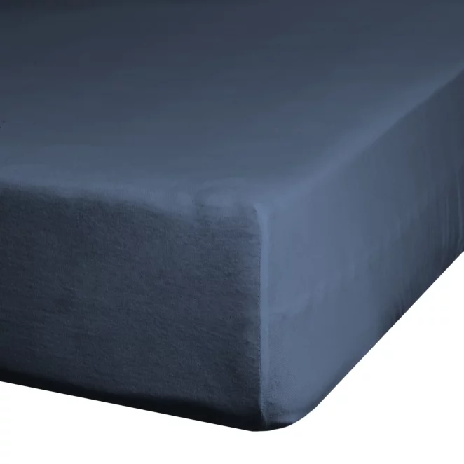 Prześcieradło jersey z gumką 240x220 cm z bawełny kolor granatowy 125 g/m2 Design 91