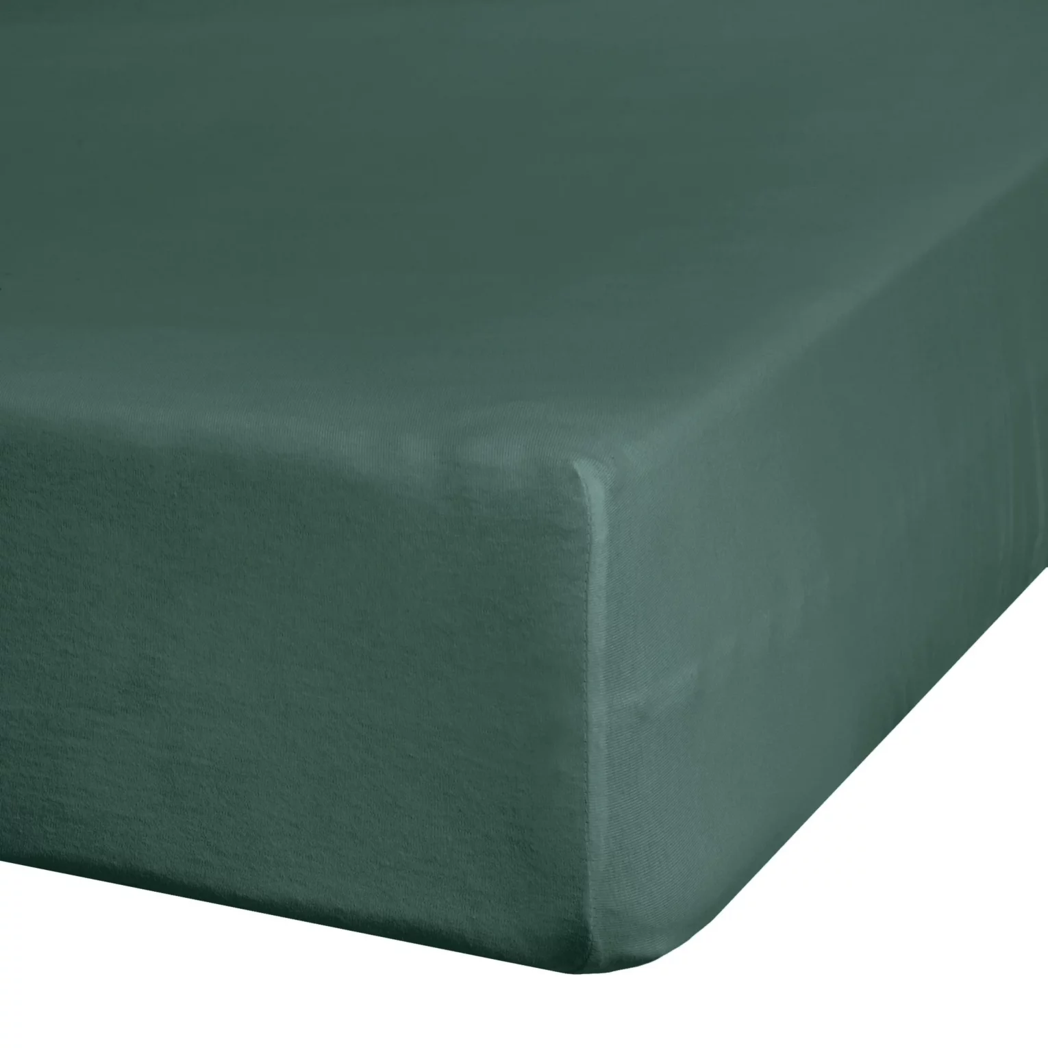 Prześcieradło jersey z gumką 90x200 cm z bawełny kolor ciemnozielony 140 g/m2
