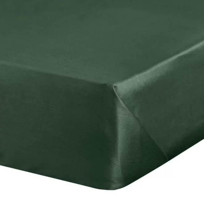 Prześcieradło gładkie bez gumki 220x210 cm z satyny bawełnianej kolor ciemnozielony 125 g/m2 NOVA