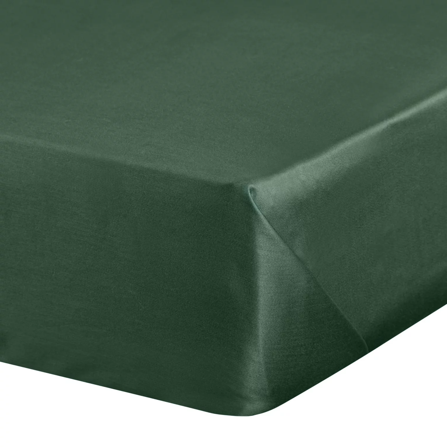 Prześcieradło gładkie bez gumki 160x210 cm z satyny bawełnianej kolor ciemnozielony 125 g/m2 NOVA