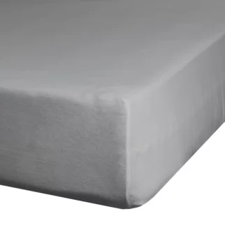 Prześcieradło gładkie z gumką 160x200 cm z satyny bawełnianej kolor stalowy 125 g/m2 NOVA 3