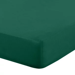 Prześcieradło z gumką 100x200 cm z bawełny kolor butelkowa zieleń 105 g/m2 BASIC