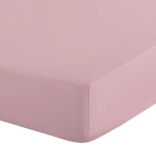 Prześcieradło z gumką 100x200 cm z bawełny kolor pudrowo różowy 105 g/m2 BASIC