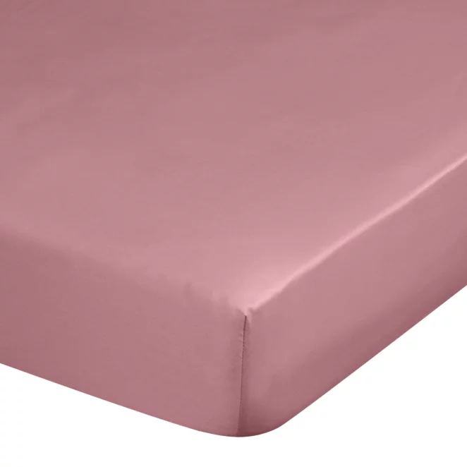 Prześcieradło z gumką 100x200 cm z satyny bawełnianej kolor pudrowy róż 125 g/m2 DINA Diva Line