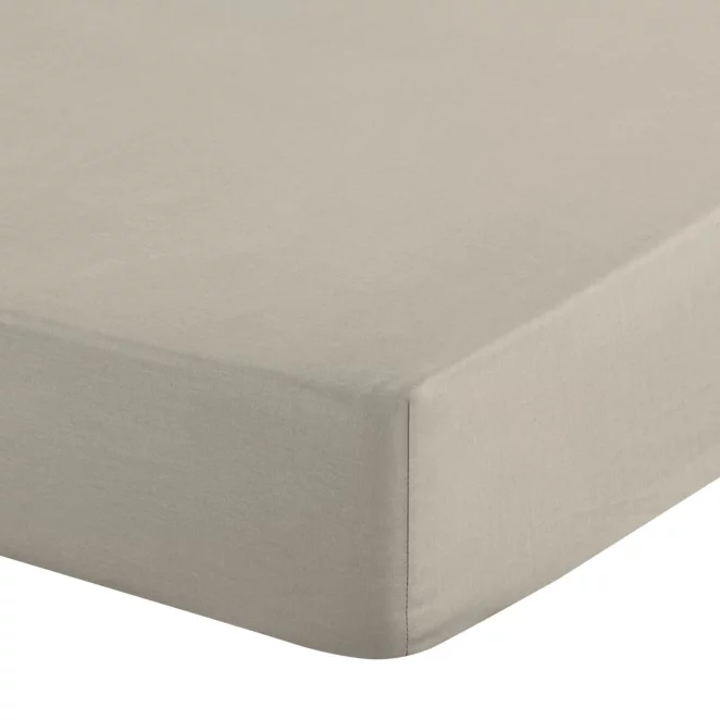 Prześcieradło z gumką 140x200 cm z bawełny kolor beżowy 105 g/m2 BASIC