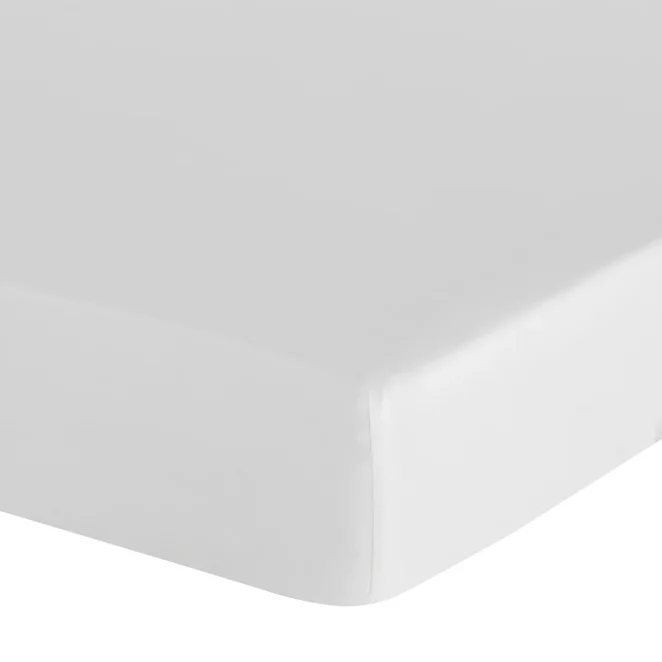 Prześcieradło z gumką 140x200 cm z bawełny kolor biały 105 g/m2 BASIC