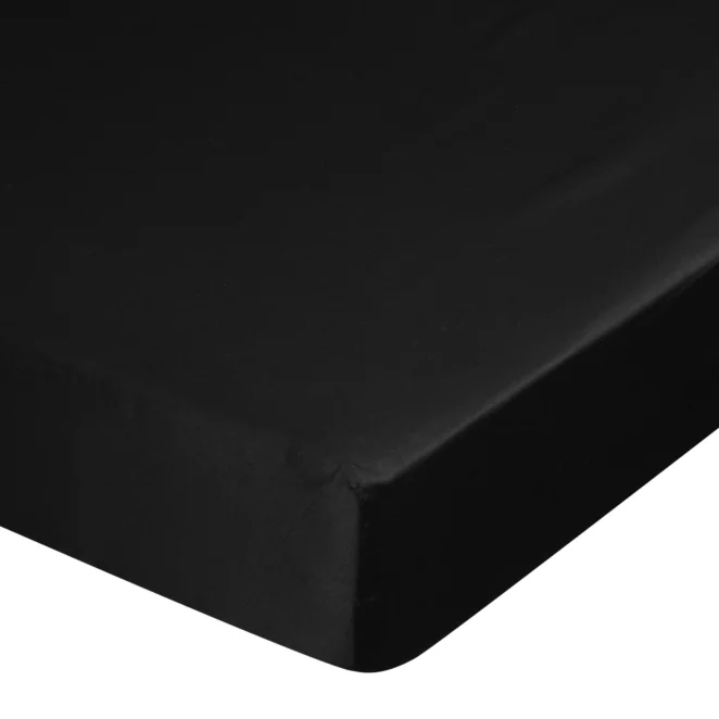 Prześcieradło z gumką 140x200 cm z satyny bawełnianej kolor czarny 125 g/m2 DINA Diva Line