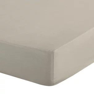 Prześcieradło z gumką 160x200 cm z bawełny kolor beżowy 105 g/m2 BASIC