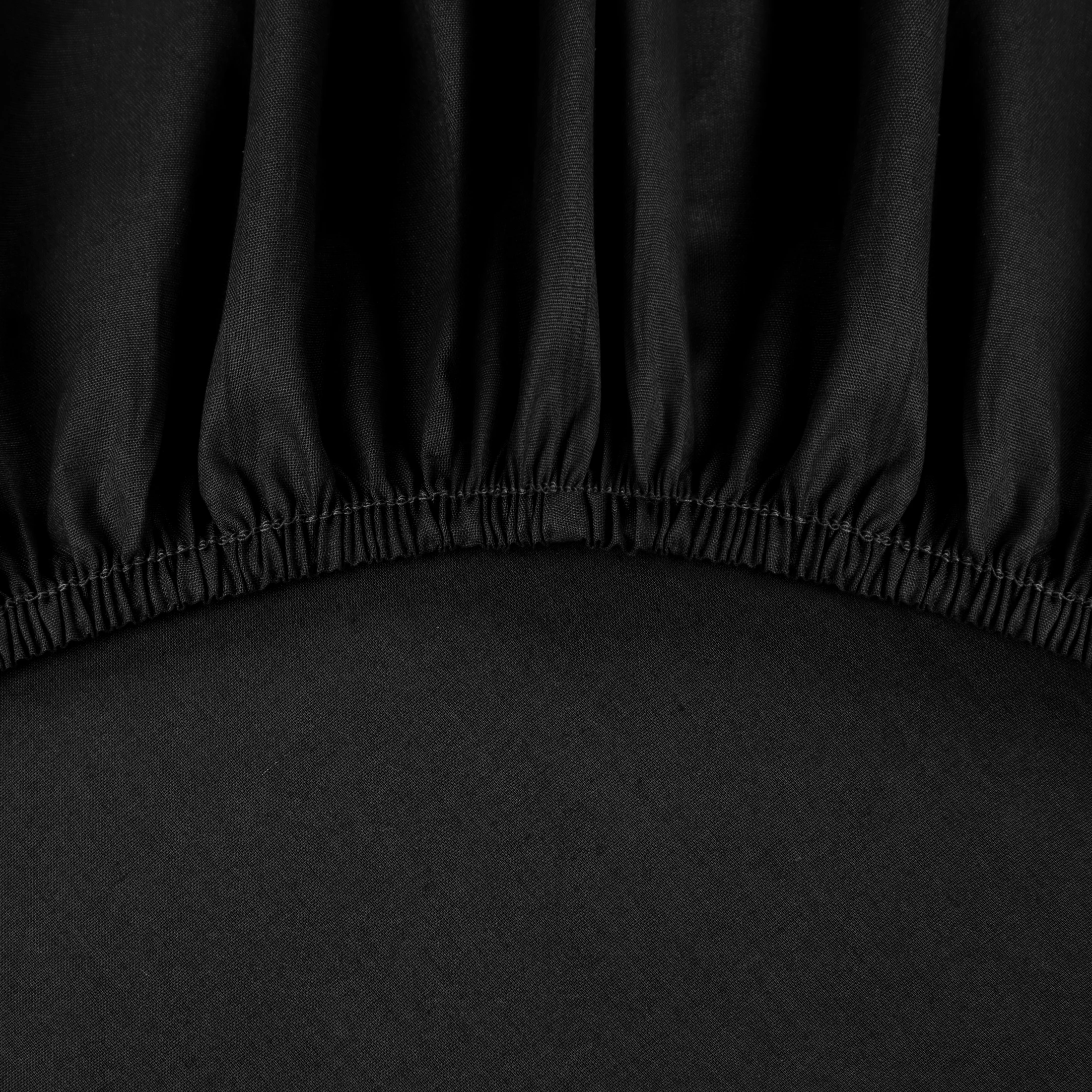 Prześcieradło z gumką 160x200 cm z bawełny kolor czarny 105 g/m2 BASIC