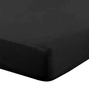 Prześcieradło z gumką 220x200 cm z bawełny kolor czarny 105 g/m2 BASIC