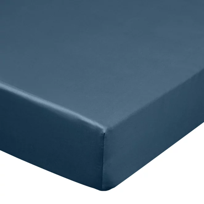 Prześcieradło z gumką 220x200 cm z satyny bawełnianej kolor granatowy 125 g/m2 DINA Diva Line