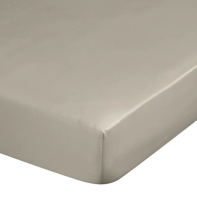 Prześcieradło z gumką 220x200 cm z satyny bawełnianej kolor szarobeżowy 125 g/m2 DINA Diva Line