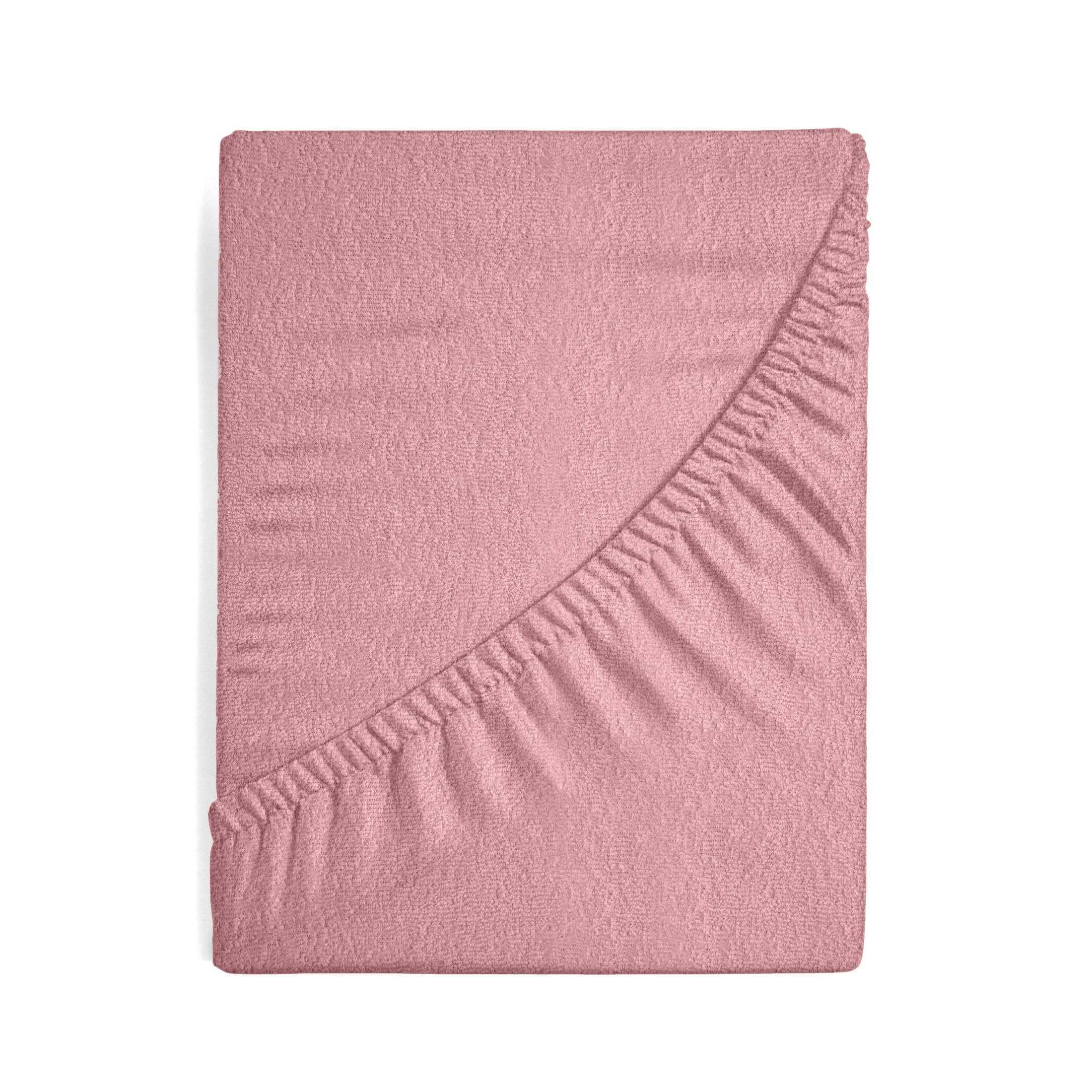 Prześcieradło frotte z gumką 180x200 cm z bawełny kolor pudrowy róż 170 g/m2 Design 91