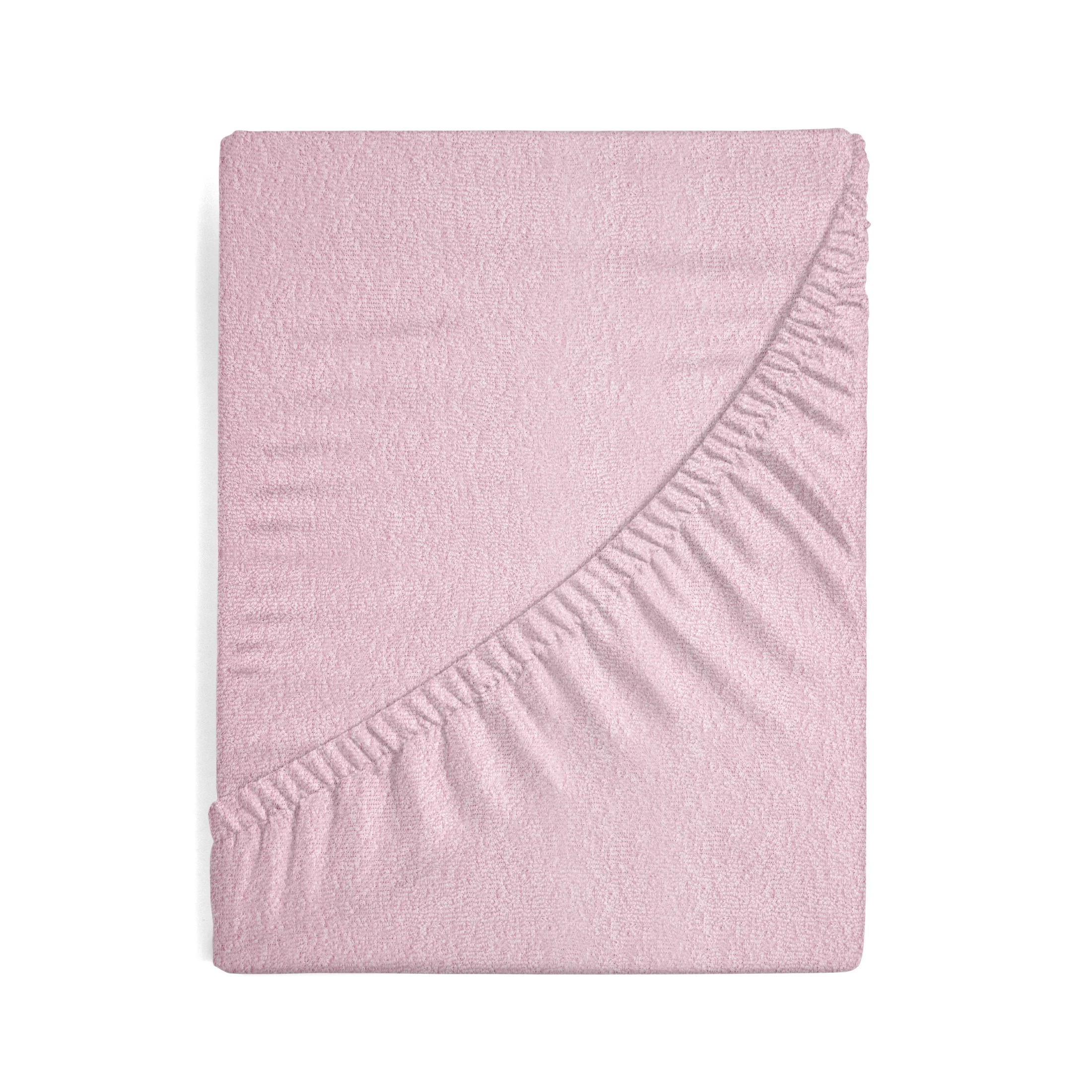 Prześcieradło frotte z gumką 90x200 cm z bawełny kolor pudrowy róż 170 g/m2 Design 91