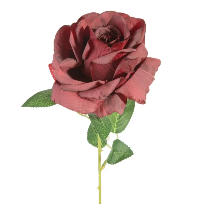 Kwiat sztuczny róża bordowa 53 cm
