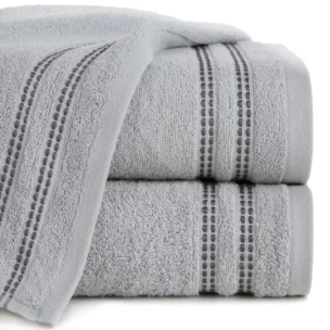 Ręcznik do rąk 30x50 cm bawełniany kolor srebrny z subtelną bordiurą w paseczki 500 g/m2ALLY
