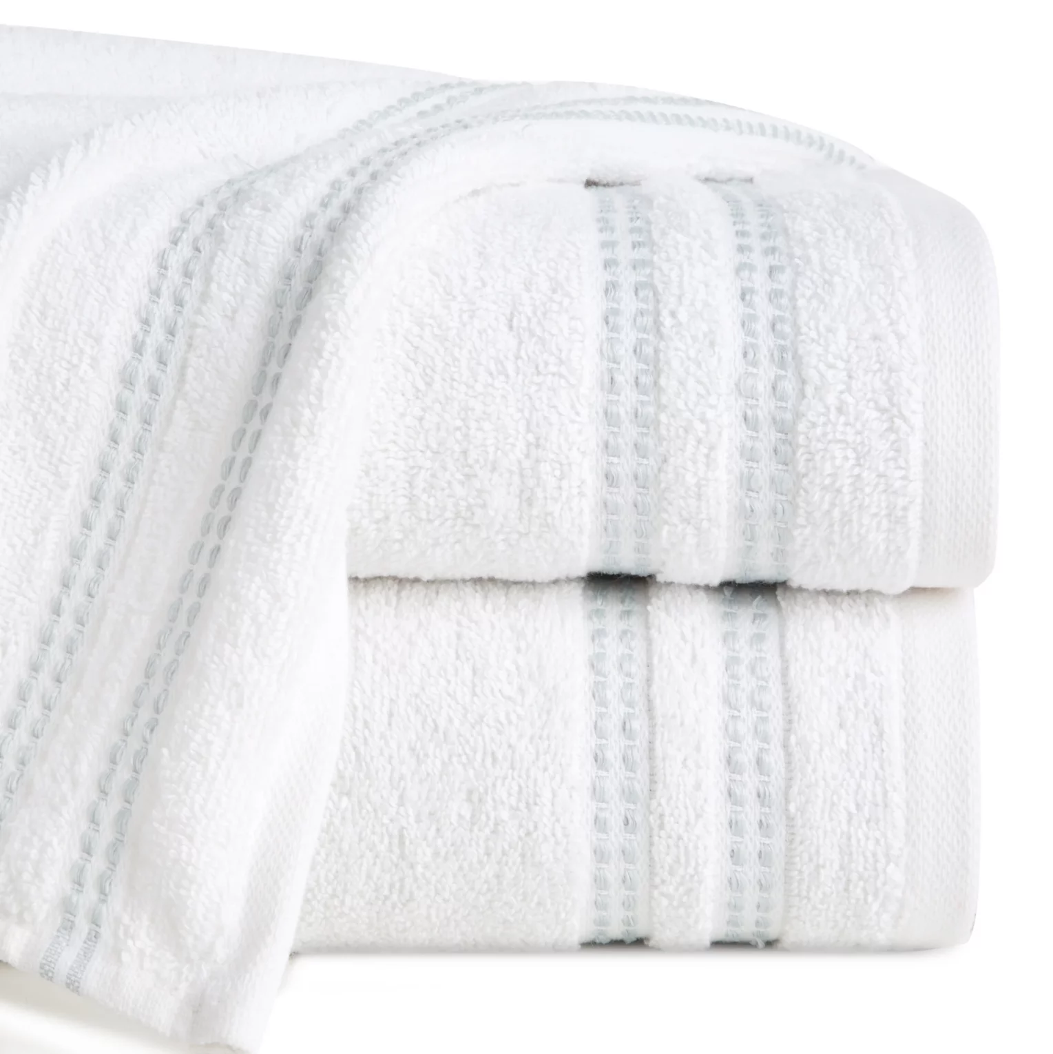 Ręcznik do rąk 30x50 cm bawełniany kolor biały z subtelną bordiurą w paseczki 500 g/m2 ALLY