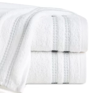 Ręcznik do rąk 30x50 cm bawełniany kolor biały z subtelną bordiurą w paseczki 500 g/m2 ALLY