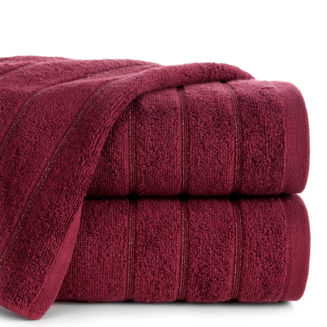 Ręcznik do rąk 30x50 cm bawełniany kolor bordowy z lśniącymi paseczkami 500 g/m2 DALI
