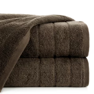 Ręcznik kąpielowy 50x90 cm bawełniany kolor ciemnobrązowy z lśniącymi paseczkami 500 g/m2 DALI