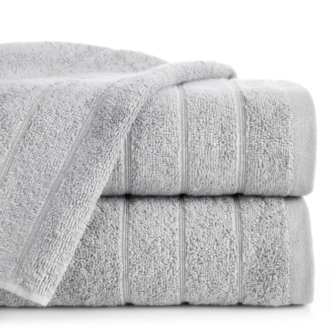 Ręcznik do rąk 30x50 cm bawełniany kolor srebrny z lśniącymi paseczkami 500 g/m2 DALI