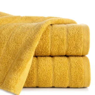 Ręcznik kąpielowy 70x140 cm bawełniany kolor musztardowy z lśniącymi paseczkami 500 g/m2 DALI