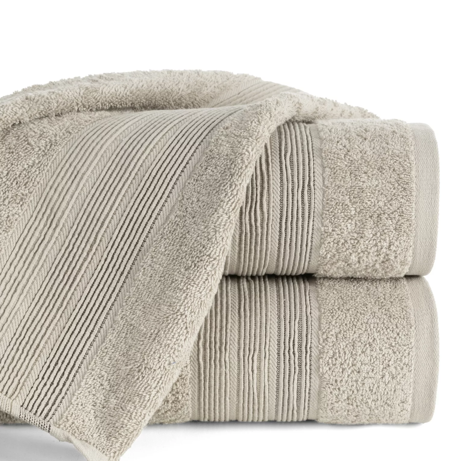Ręcznik do rąk 30x50 cm bawełniany kolor beżowy w poziome paseczki 500 g/m2 VERANO