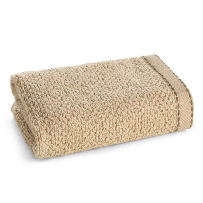 Ręcznik do rąk 30x50 cm bawełniany kolor beżowy z subtelną bordiurą 500 g/m2 HAZEL