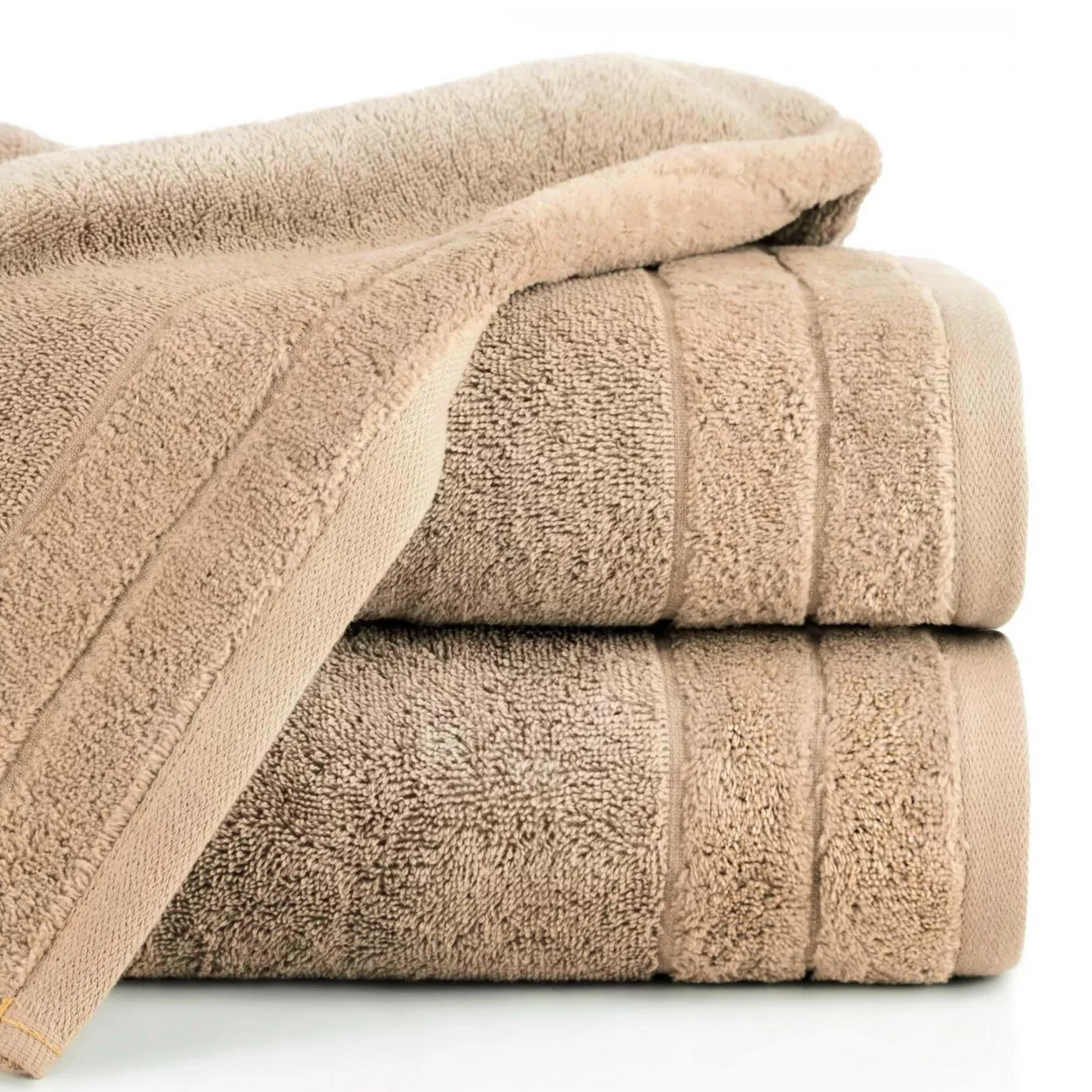 Ręcznik do rąk 30x50 cm bawełniany kolor beżowy z welwetową bordiurą 500 g/m2 DAMLA