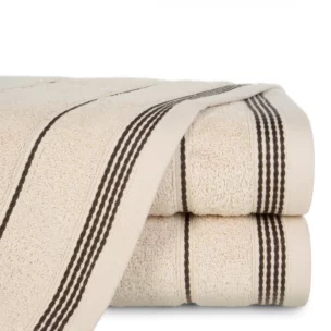 Ręcznik do rąk 30x50 cm bawełniany kolor beżowy ze stębnowaną bordiurą 500 g/m2 MIRA