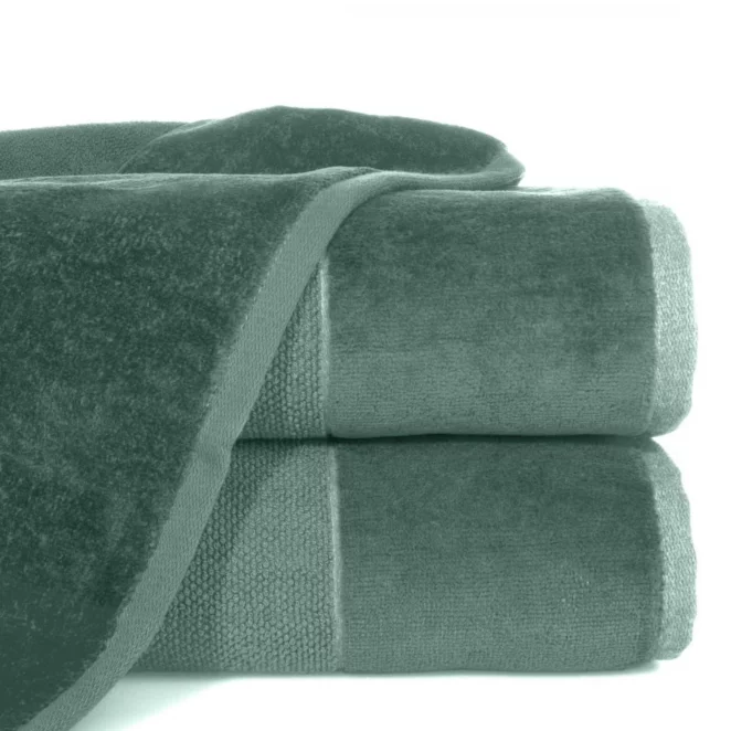 Ręcznik do rąk 30x50 cm bawełniany kolor ciemnomiętowy z bordiurą z weluru 500 g/m2 LUCY