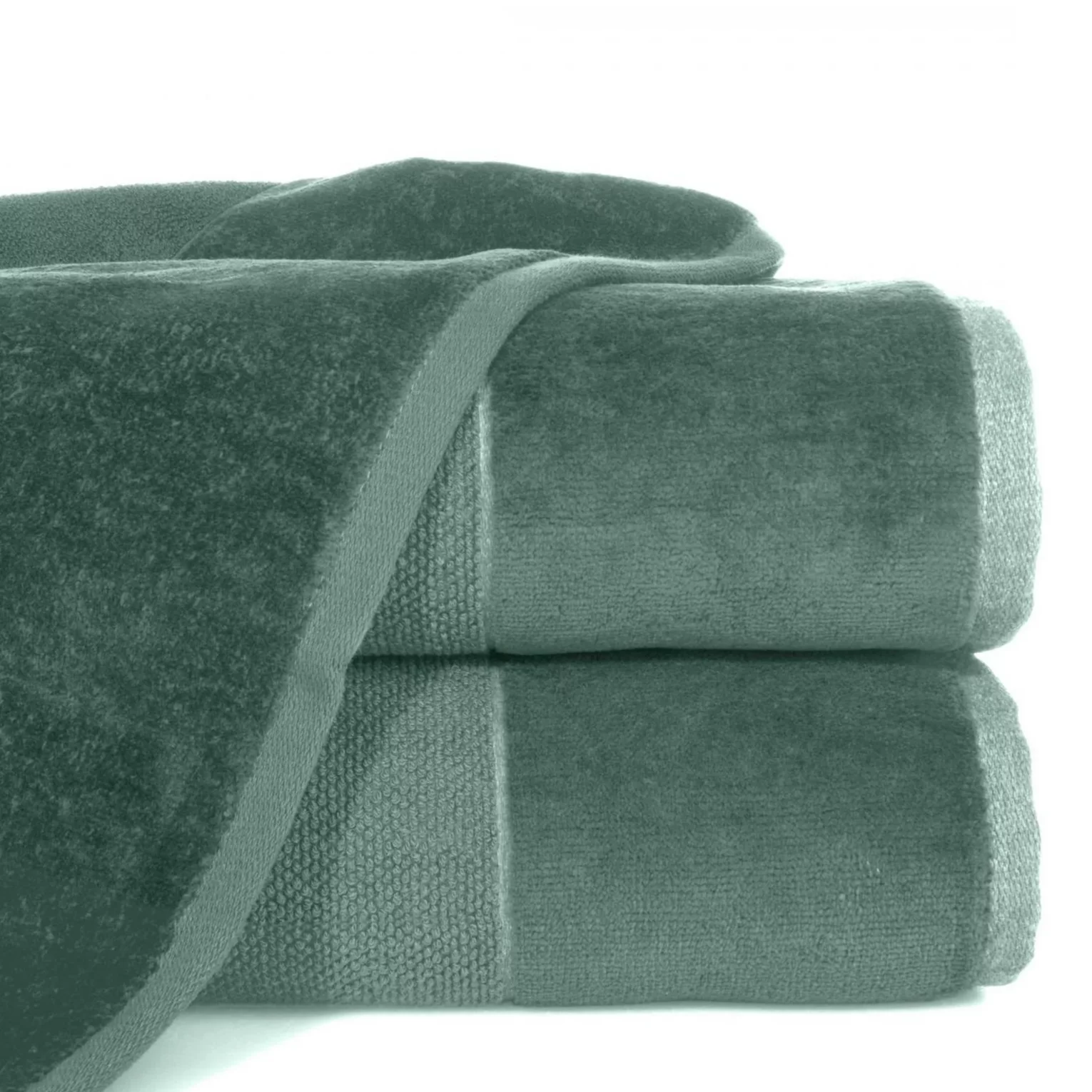 Ręcznik do rąk 30x50 cm bawełniany kolor ciemnomiętowy z bordiurą z weluru 500 g/m2 LUCY
